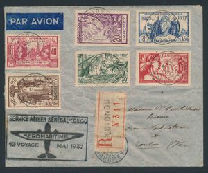 1917 N° 103/108 (Yv.) (Internationale tentoonstelling Parijs), op aangetekende omslag 