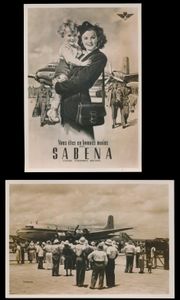 Luchtvaart, Sabena, uit de eerste reeksen (zwart-wit) (12 stuks)