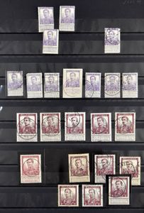 1910/1925 Samenstelling met dubbels in 2 insteekboeken, Caritas, Pellens, Albert I, 1915, Helm, enz., interessant om na te kijken, zm/m/ntz