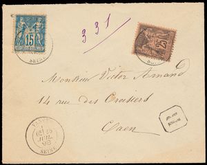 1876/1898 Accumulation of 8 letters in inland with various combination, frankings with type sage issue wo. 5 registered letters, vf/f 