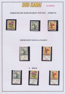 1961, small study about errors of surcharges on Flowers issue on 1 page, including misplaced and variety  damaged 