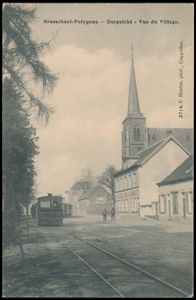 Brasschaat- Polygone, belle vue du village avec le tramway à vapeur (Hoelen 3714) (1 pièce)