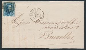 N° 15, afst. P.74 Lierre (8 Bars), nach Brüssel 10 Mar 64, einwandfrei (OBP € 16 + Coba € 12)