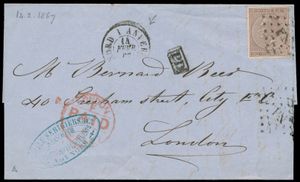 1867 Angleterre par Ouest 1 en Nord I Anvers, brief zonder inhoud, met N° 19, afstempeling 