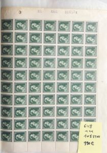 1943/2002 Samenstelling in vellen Leopold III, cijfer op heraldieke leeuw, 2996/3000, Duostamps, zm/m/ntz
