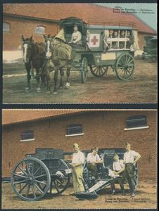 Leopoldsburg, belle composition de cartes anciennes du camp et de la ville (6 pièces)