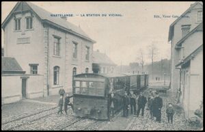 Martelange, vue du village avec tramway à vapeur (1 pièce)