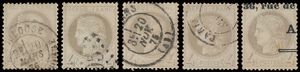 N° 50, 52, 52a and 53 Accumulation of 44 stamps cancelled wo. n° 53 three times in horizontal strip of 3, n° 52 (5 stamps with red printing, various shades and cancellations), mostly very nice, vf/to be checked (Yv. ++€1,910)