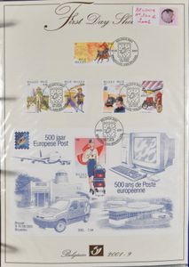 1965/2001 Samenstelling FDC's, HK, + wat buitenland in 2 ringklasseurs, zm