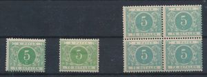 TX 3b '5c groenblauw' (blok van 4), gedecentreerd maar zeldzame kleur, zm/m (OBP € 400)