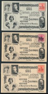1914, 3 waardestukken privé tijdens de bezetting. 