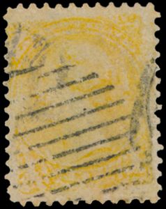 No 38 '1877', 1c jaune avec décalage au verso des deux côtés oblitérés, intéressant et très inhabituel, attestation GPRF avec lettre supplémentaire, tb. - voir photo de couverture