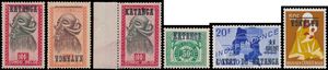 1960, Studie über die Masken-Ausgabe, Madonna-Ausgabe und Unabhängigkeits-Ausgabe, auf 14 Seiten, ganze Sätze, Kuriositäten (kopfstehende Aufdrucke), Abarten, Fälschungen, ganze Blätter, 4er-Blöcke, sehr interessant für Startsammlung (COB +1400€), vf/f/zu prüfen