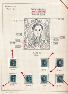 N° 7, verzamelwerk vd Balasse variëteiten (20 verschillende), alle volrandig (V2 en V22 ontbreken), prachtgeheel.