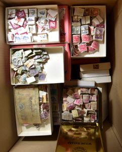 Alle periodes (tot modern), 1.000den zegels diverse uitgiften gesorteerd in kleine doosjes, zm/m/ntz.