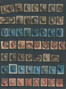 Tussen n° 6 en 16, (55 zegels), mooi gerand w.o. betere stempels, zm/m/ntz