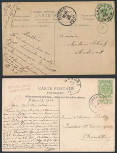 Verzameling van meer dan 650 documenten, Belgische afstempelingen, ook met bezettingszegels (met opdruk), vele documenten van de emissie 1915, voor de stempelzoeker en de ZK verzamelaar, zm