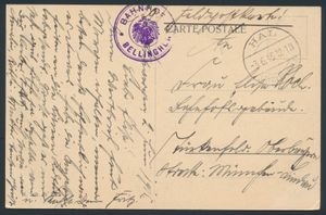 1915 ZK in Feldpost van Hal 3.6.15 naar Duitsland met rondstempel met arend 