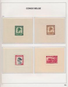 Belgian Congo + Ruanda Urundi, collection in Davo album, n° 5 * (crease), n° 11 cancelled, n° 13 cancelled (thin spot), Mols */cancelled, Red Cross *, MS Messages **, vf/f/to be checked