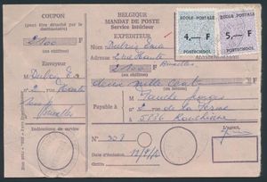 1970 Postmandaat, gefrankeerd met 2 zegels (