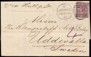 1862/1881 Accumulation of 12 letters franked with various loose stamps n° 80, 82, 97, 103, 104, 139, 143, 147, 150 or 157, n° 157 (PERF-IN), various destinations including France, Spain, Netherlands, Belgium, Sweden, Mexico and Russia, vf/f 
