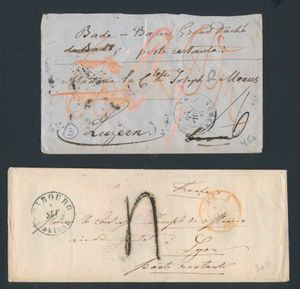 22 brieven/voorlopers, vanuit Frankrijk, naar België, Zwitserland en Frankrijk, aantal brieven zijn met o.a. n° 14 (Yv.), voor de specialist van Frankrijk, zm/m/ntz