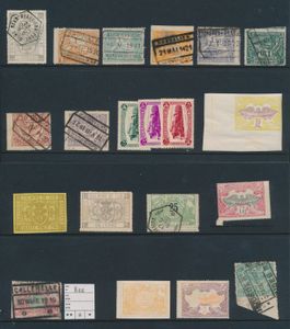 1879/1934, samenstelling 20 zegels, waaronder curiosa, ongetand, doordruk, foute tanding, stempels, … TR 6*, TR 177*, zeer mooi geheel, hoge cataloguswaarde, zm/m/ntz