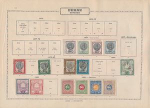 1877/1894 Kleine verzameling op albumbladen met o.a. n° 13/16 * (Yv.), zm/ntz