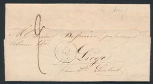 1846 Voorloper met inhoud, vanuit Amay, type 18, Herlant 1, briefaanhef is Amay, dd. 12 december 1846, naar Liège, port 2 decimen, zm