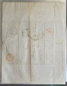 1852/1855 Verzameling voorlopers/brieven, zonder zegel, alle van London naar Brugge in ringband (23 exemplaren), zm