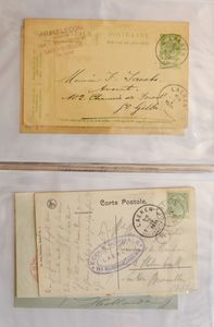 1911/1914 Stempelverzameling op 142 brieven met stempels Laeken 1 A, B, C en D op Grove baard, wapenschilden, Pellens, w.o. strafport, rebut, postformulieren, zm/m/ntz