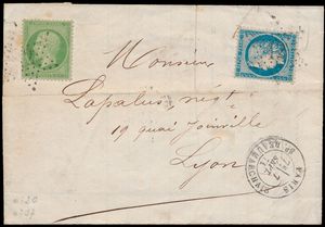 2 brieven, 14 brief gefrankeerd met Yv. n° 20 