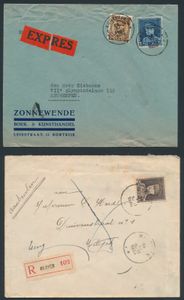 1884/1940 Honderden brieven en brieffragmenten, grote verscheidenheid van gemeenten, aangetekend, rebut, etc., ook een beetje Frankrijk en Nederland, zm/m/ntz