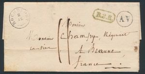 1843 Voorloper met inhoud, vanuit Rochefort, type 18, Herlant 4, met postbus 