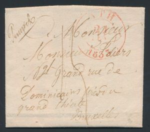 1833 Voorloper met inhoud, met vertrekstempel 