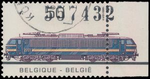 N° 2174-Cu 'Jaar vh openbaar vervoer' zegel uit blok met volgnr. op zegel (ongebruikelijk), zm.