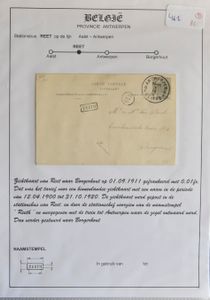 Vlaanderen, verzameling 'Langstempels' mooi opgesteld, 50 poststukken, in ringklasseur.