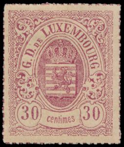N° 21 '1865, 30 cent. lila' fotocertifcaat, zm (Yv € 1.400)