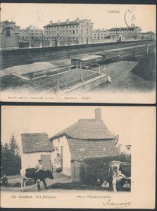 Kontich, belles vues du village, y compris la statue, la villa Philippin, la maison Delvaux, etc.... (6 pièces)
