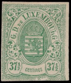 N° 10 '1859 Wapenschild 37 1/2c groen' zm (Pri Cote voor zonder gom € 400)
