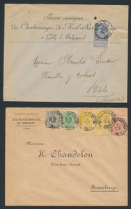 Briefe (6 Stück), alle ins Ausland (Palermo, Bâle/Schweiz, Flunstern/Schweiz, Paris, Lille und Rumelange), einwandfrei