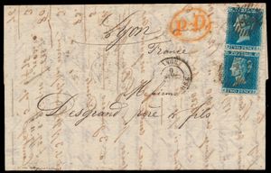 1855/1863 Two letters, one franked with n° 19 