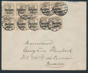 1918 Omslag gefrankeerd met OC 10 in blok van 10, 