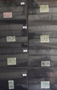 Handelaarsvoorraad diverse types stempels (+1500 ex) individueel op kaartjes, ideaal voor beurs- of internetverkoop, zm/m/ntz.