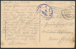 1918 ZK Messancy (rue vers Arlon) met stempel DC 