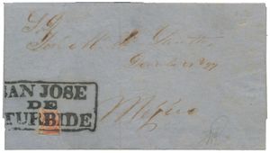1864, 8 Reales kwart, op brief (Scott N° 25c) zeldzaam, gekeurd en fotocertificaat, zm.