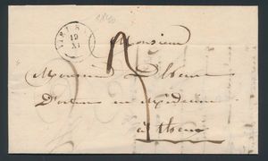 1840 Voorloper met inhoud, vanuit Vielsalm, dd. 19 september 1840, type 18, Herlant 2, naar Theux, aankomststempel Verviers, port 3 decimen, zm