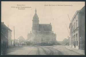 Brasschaat, tramway à vapeur à l'arrêt près de la mairie (1 pièce)