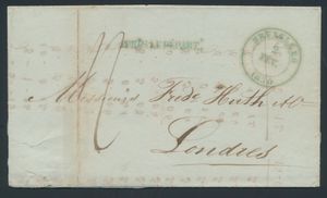 1850 Vorläufer mit Inhalt, aus Bruxelles, Abgangsstempel blau (Herlant 78), datiert 2. Februar 1850, nach Londres (England), Stempel blau 