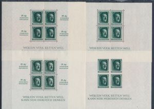 BL 7/9 and 11 '1937 Hitler' the 4 souvenir sheets, vf (Mi € 965)
